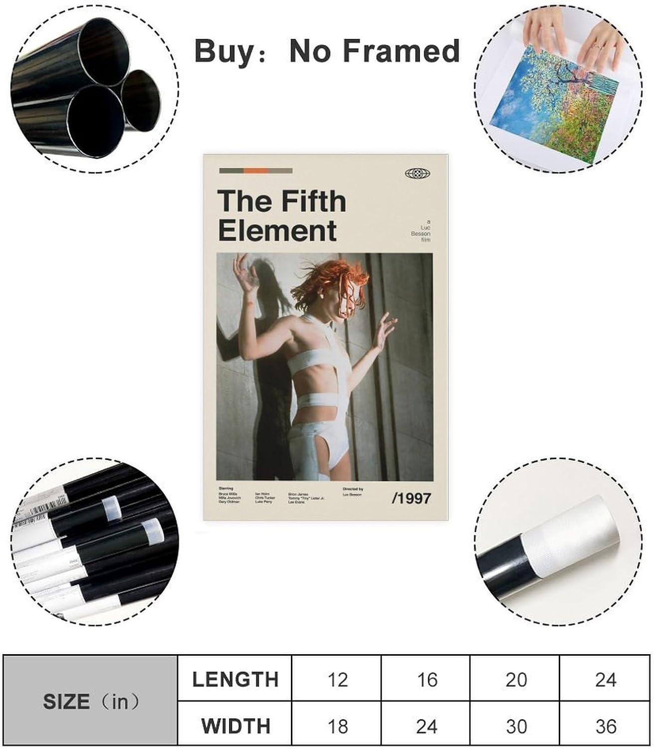 ETOMEY The Fifth Element Vintage Movie Poster - Bruce Willis Milla Jovovich - Canvas Poster Bedroom Decor Sports Landscape Office Room Decor Gift Unframe-style 12x18inch(30x45cm) - Image 2